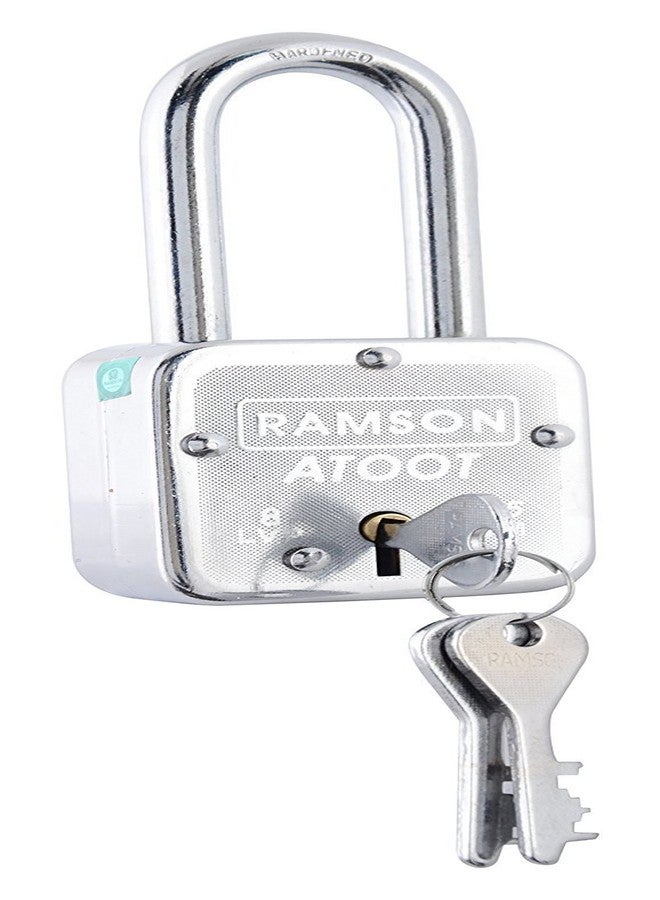 Ramson Steel Finish Atoot 8 Levers Hardened Long Shackle Lock with 3 Keys (65 Mm, Silver) - Image 1